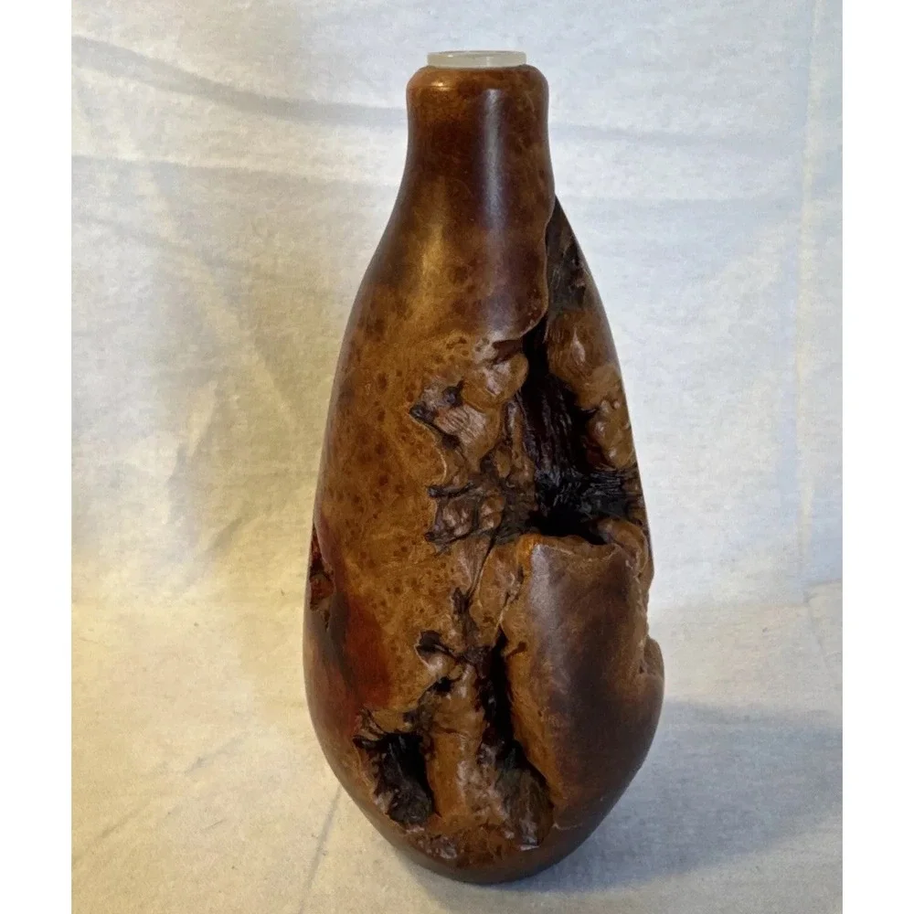Beautiful‎ Vintage BURL WOOD Art Vessel Bud VASE 7.5